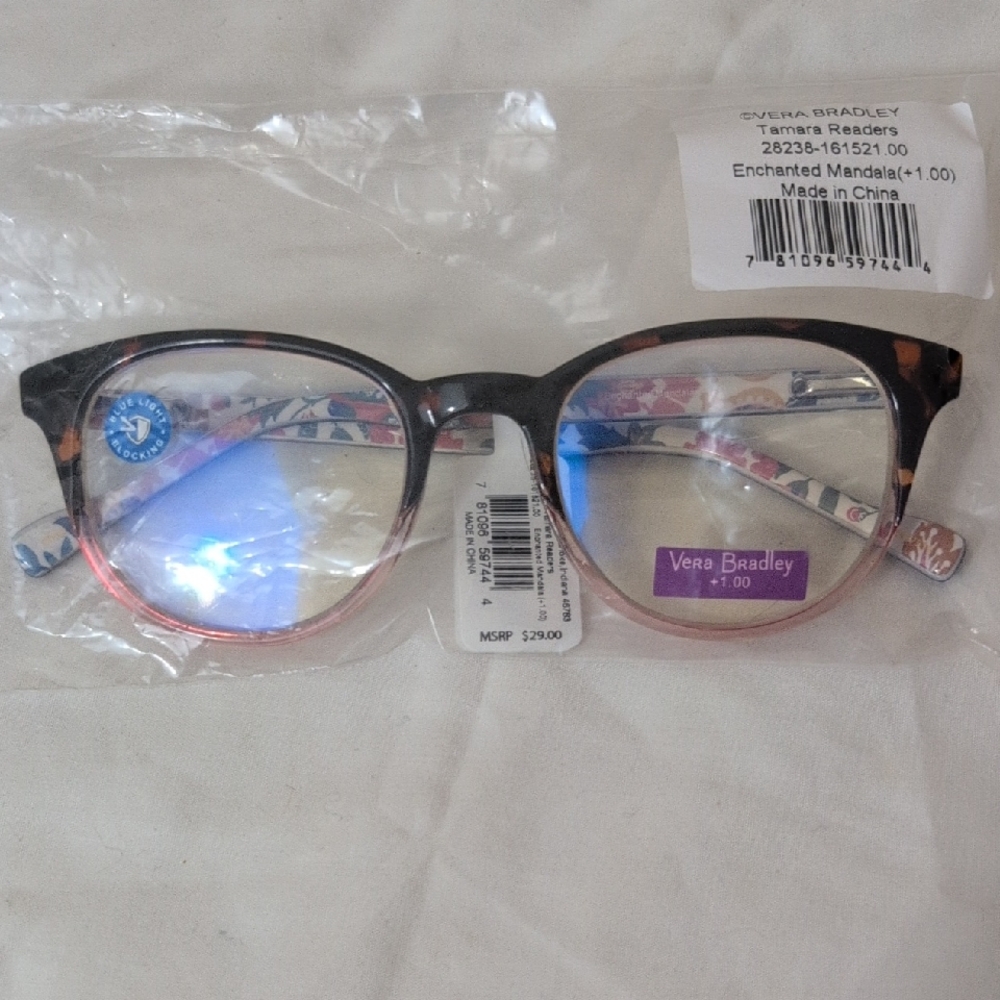 Vera Bradley Tortoise Shell Glasses with Floral Accents